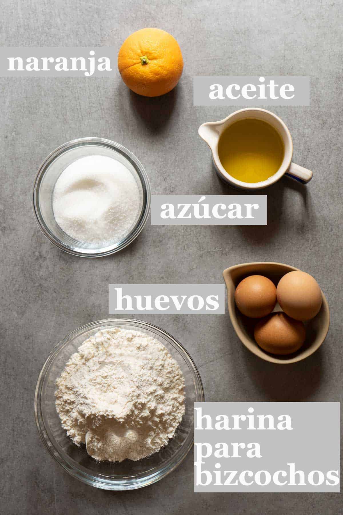 Ingredientes bizcocho de naranja super facil