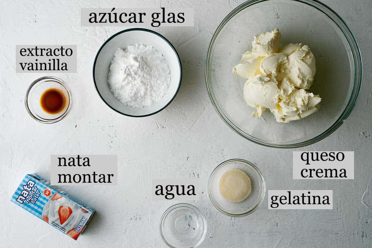 Ingredientes frosting queso crema