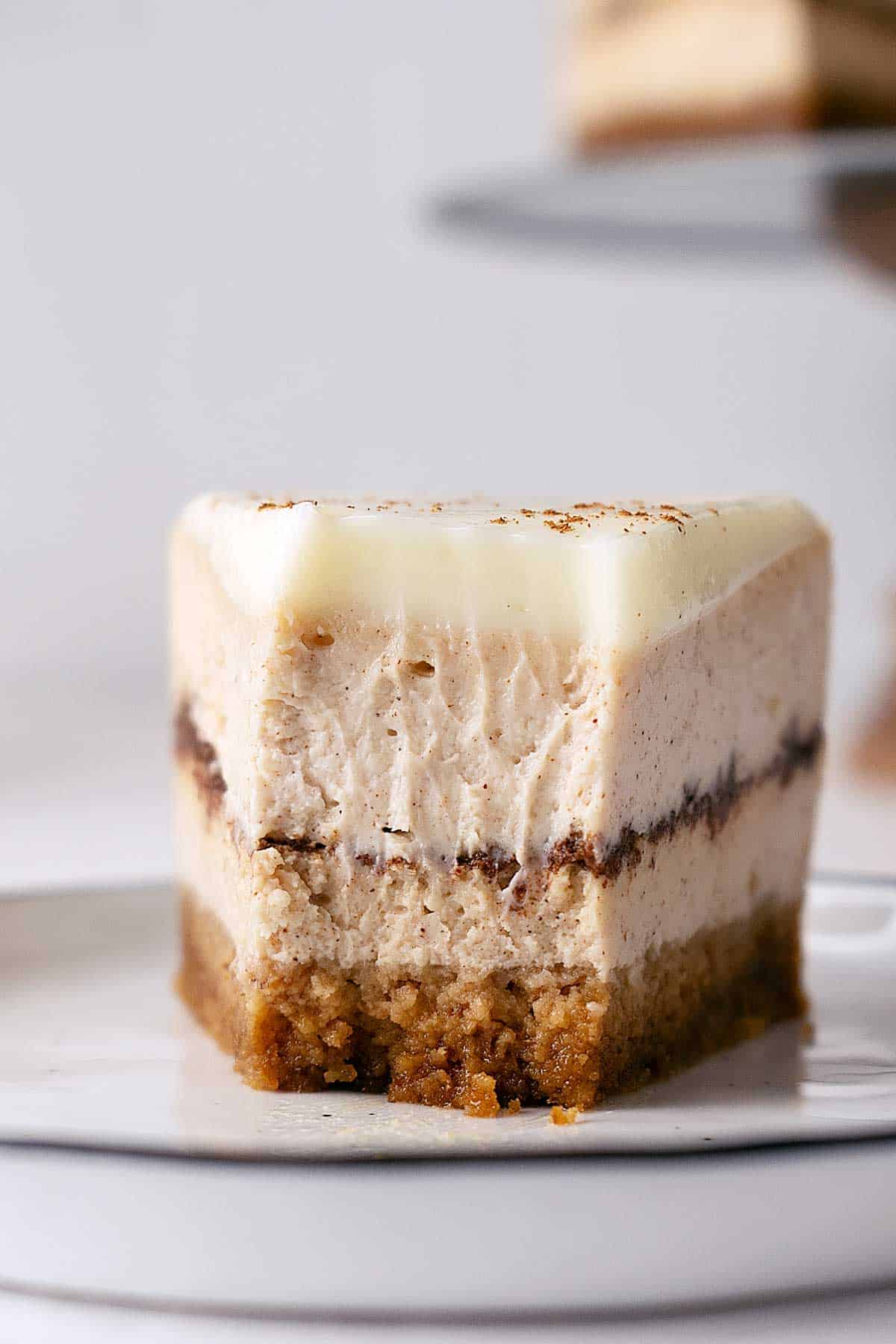 half eaten portion of cheesecake.