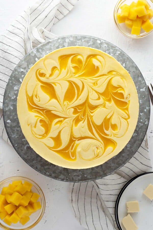 no-bake mango cheesecake view from top