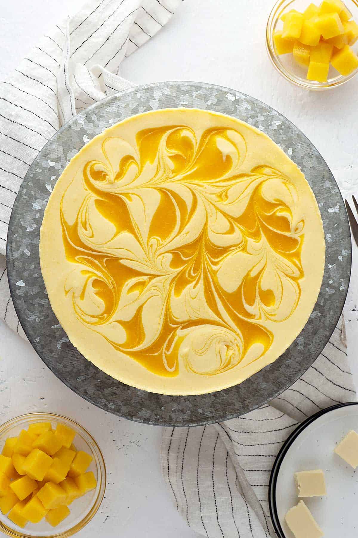 no-bake mango cheesecake view from top