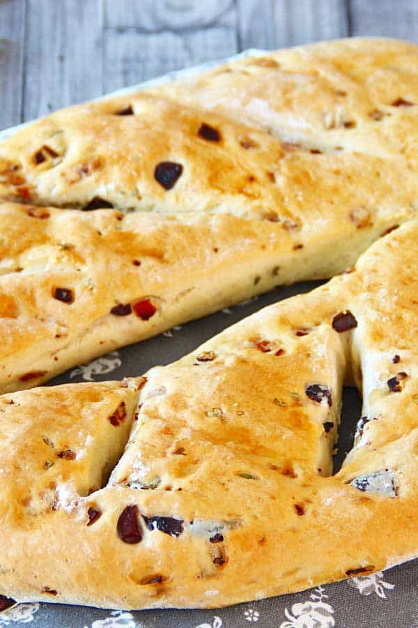 bacon and olive fougasse