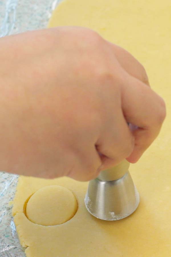 cutting the cookie dough