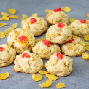 Cornflake cookies on a table