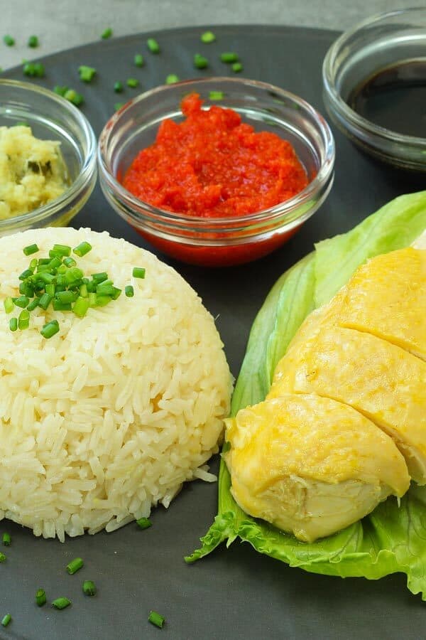 Hainanese Chicken Rice with 3 Sauces Recipe | El Mundo Eats