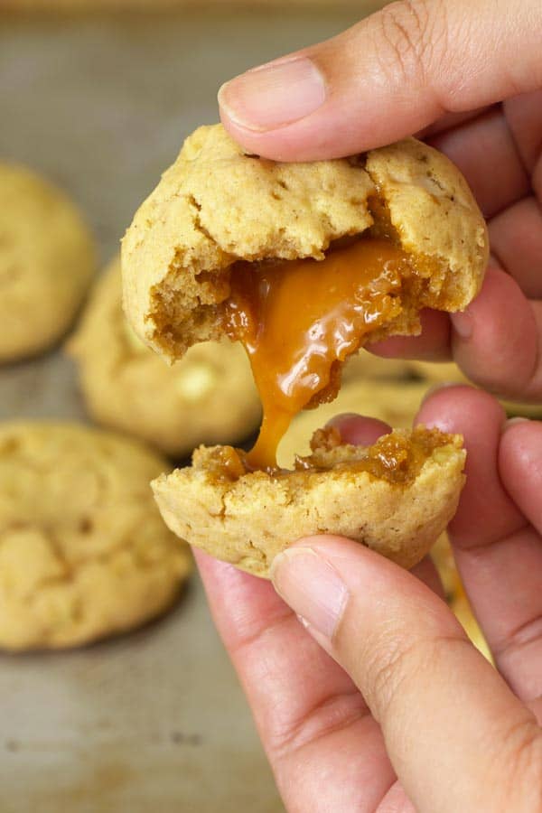 caramel stuffed apple cookies