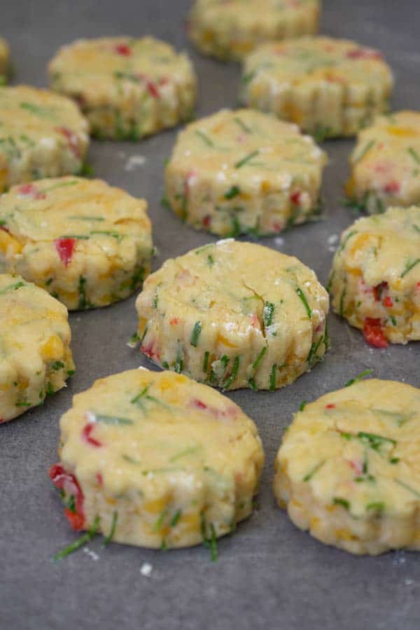 Flaky biscuits before baking