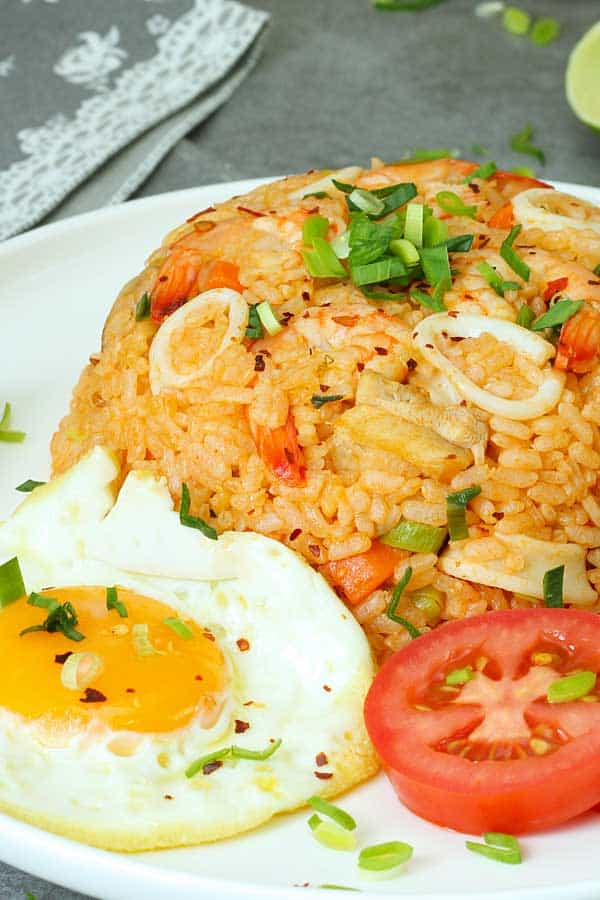 Nasi goreng USA served in a plate