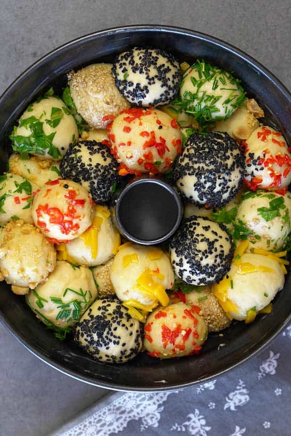 Savoury Monkey bread before baking