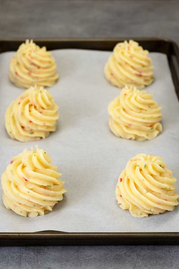 Duchess potatoes before baking