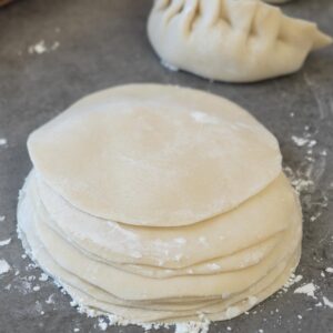 dumpling wrappers stacked.