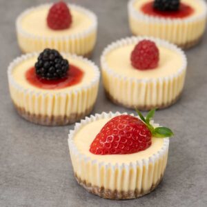 Mini cheesecakes on a table