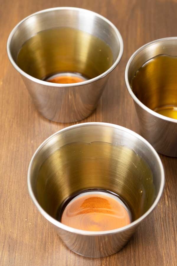 individual flan containers with caramel inside