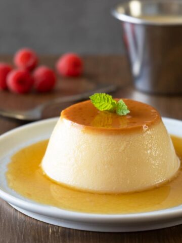 Creme Caramel served on a plate