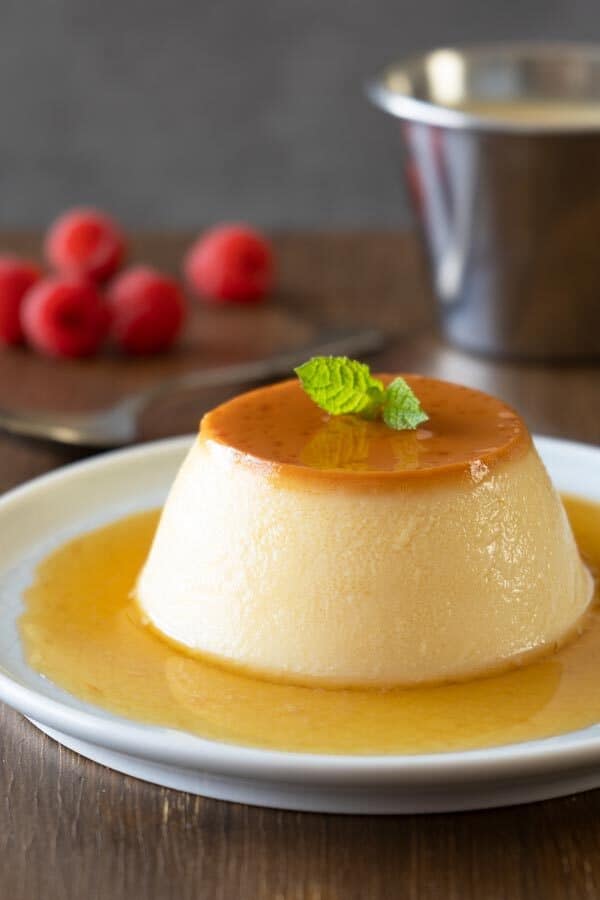 Creme Caramel served on a plate