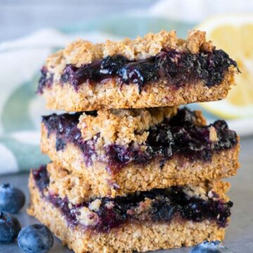 Stacked blueberry oat bars