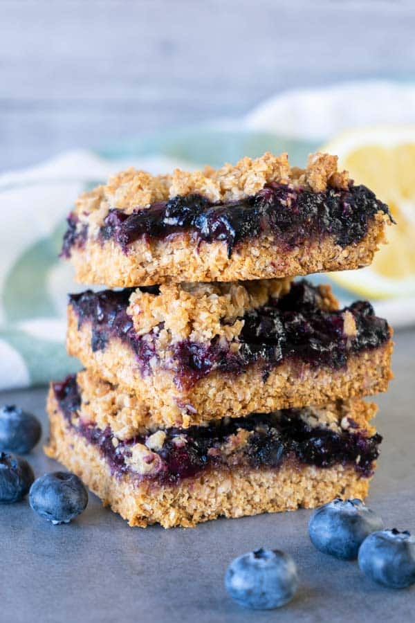 Stacked blueberry oat bars