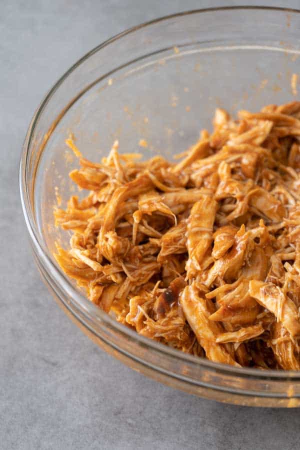 pulled chicken in a bowl