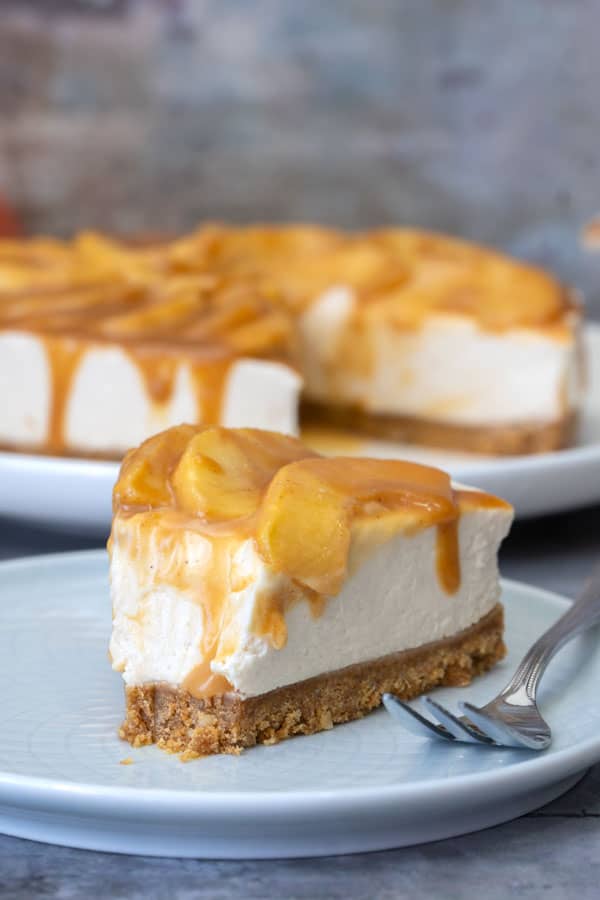 no bake apple cheesecake portion