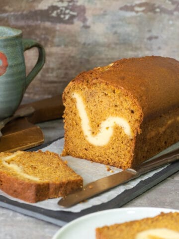 Cream cheese stuffed pumpkin bread