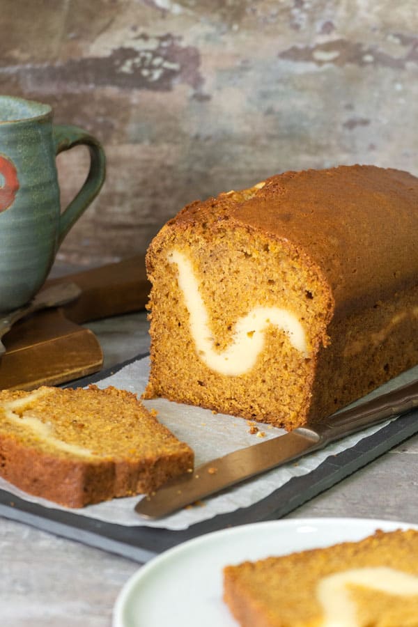 Cream cheese stuffed pumpkin bread