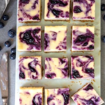 Blueberry Swirl Cheesecake Bars