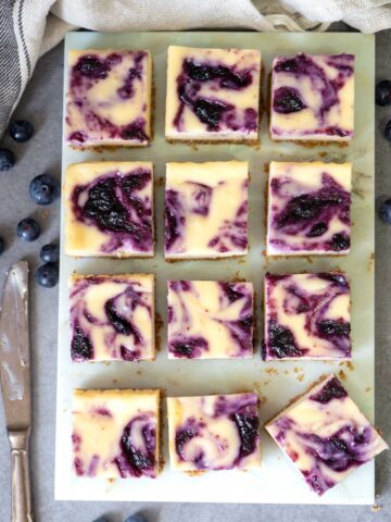 Blueberry Swirl Cheesecake Bars