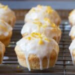 lemon muffins on a cooling rack