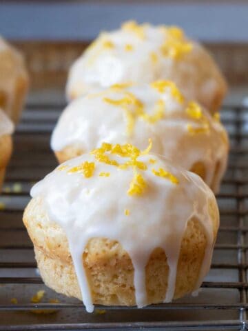 lemon muffins on a cooling rack