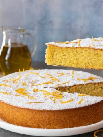 Serving olive oil orange cake