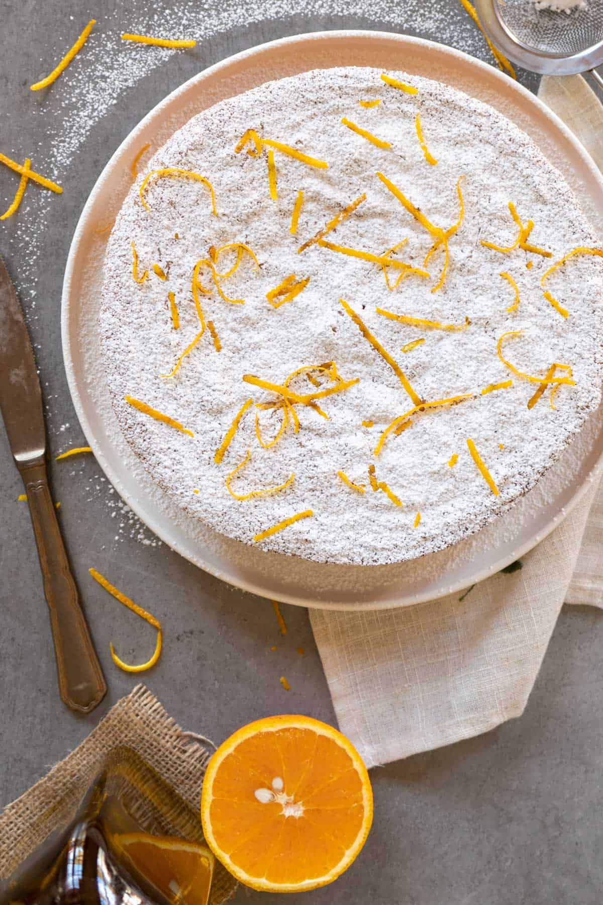 Olive oil orange cake from top