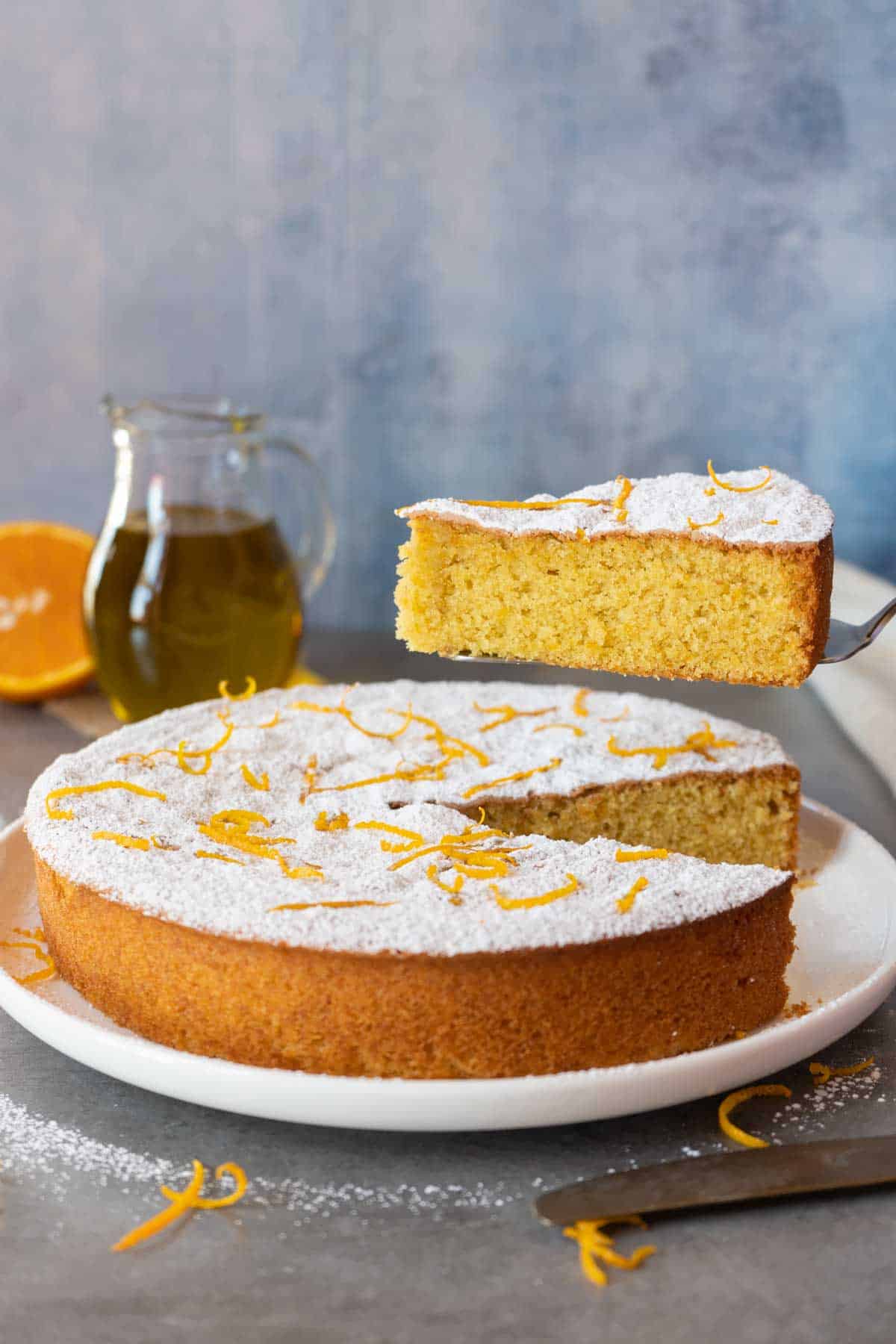 serving olive oil orange cake