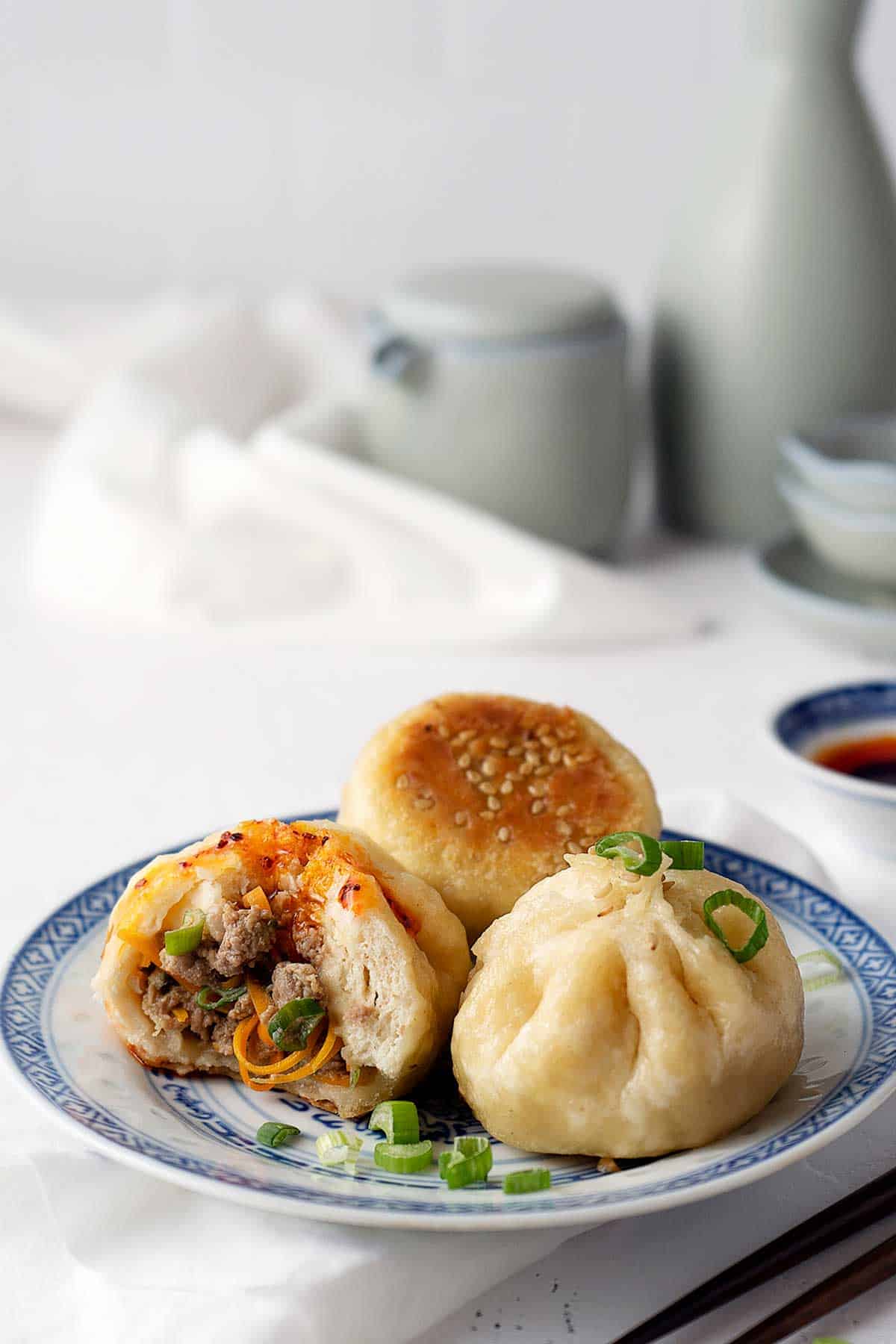 Partially eaten pan-fried baozi