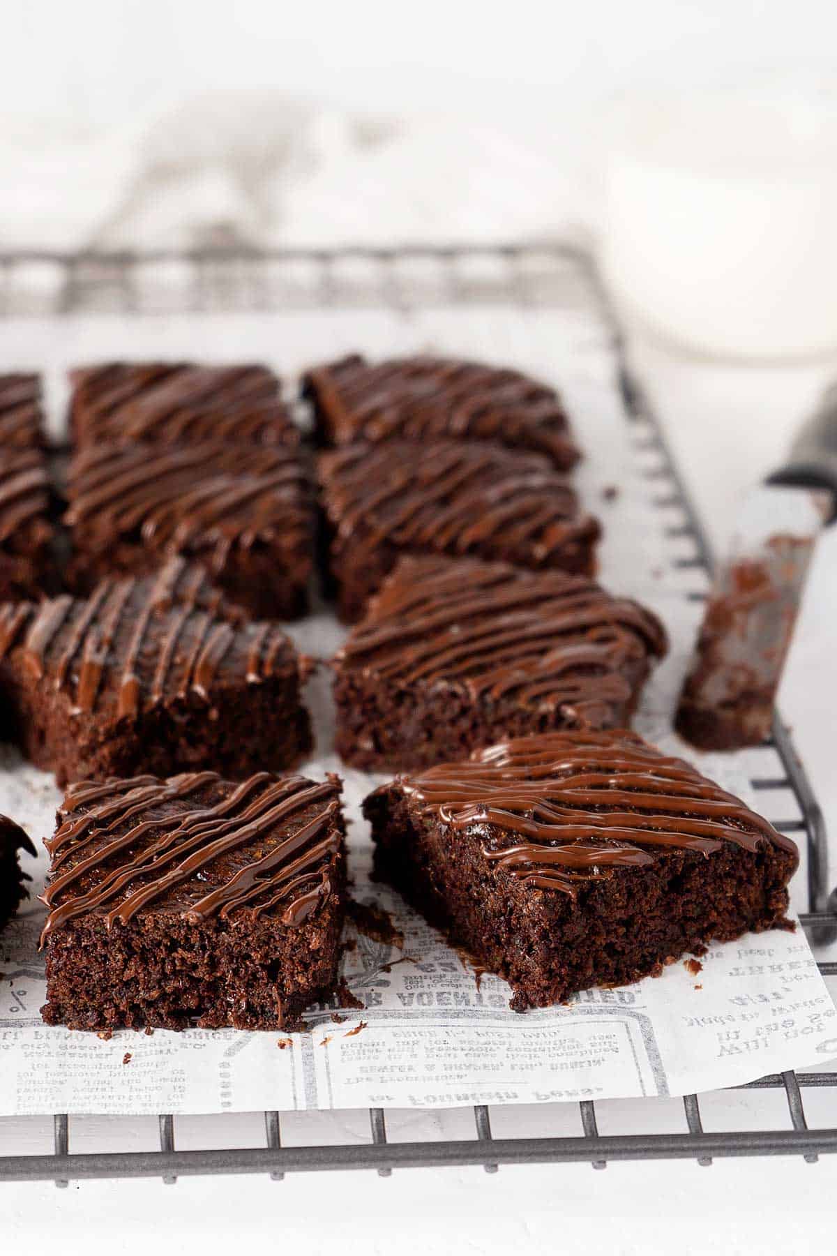 side view of vegan brownies