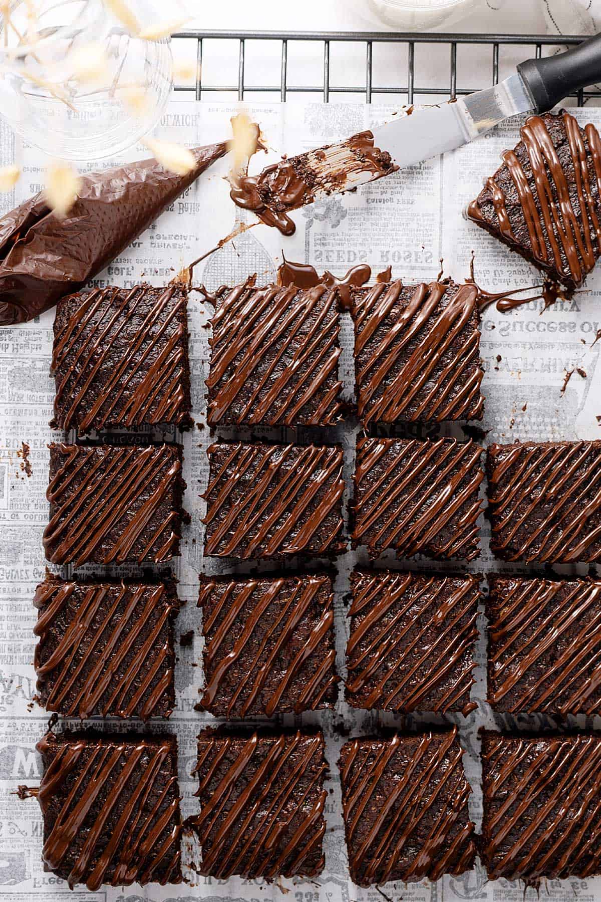 overhead view of brownies