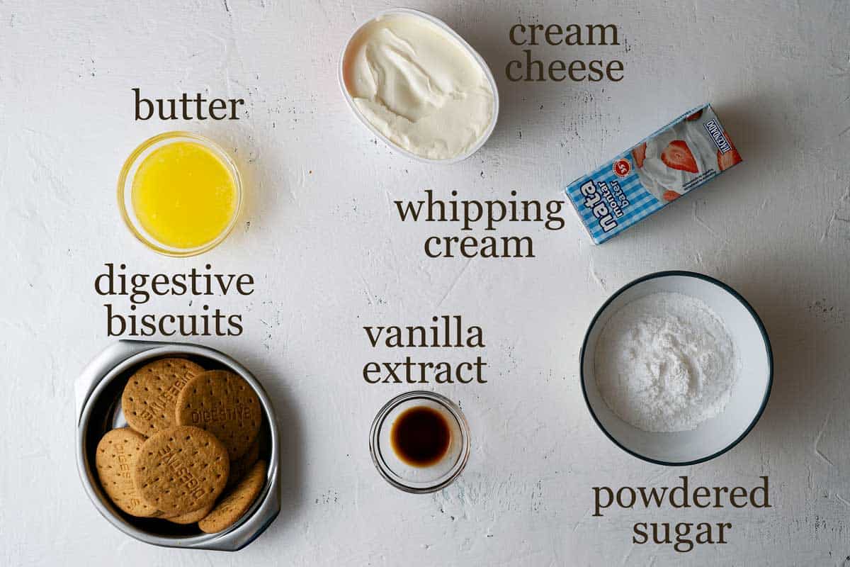 ingredients used in no-bake vanilla cheesecake