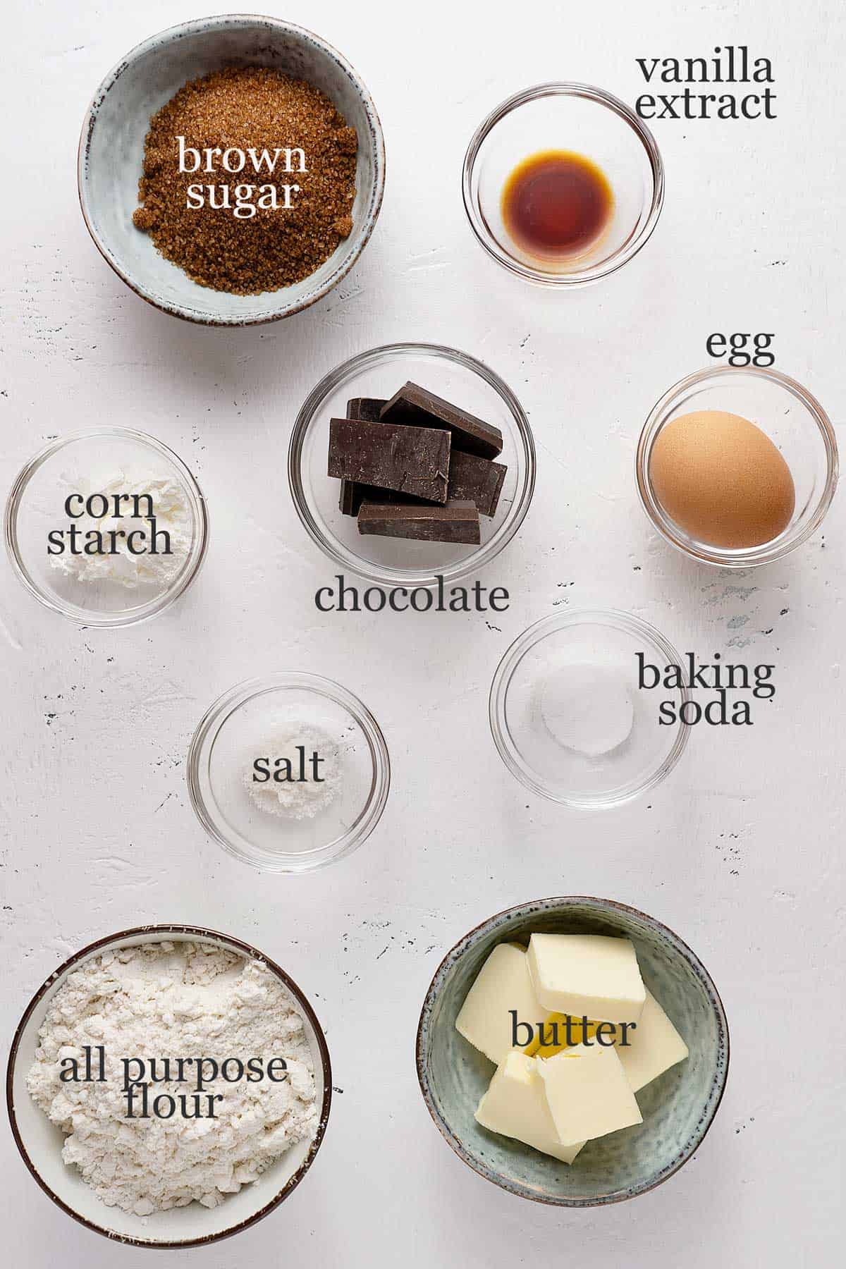 ingredients for Nutella stuffed chocolate chunk cookies