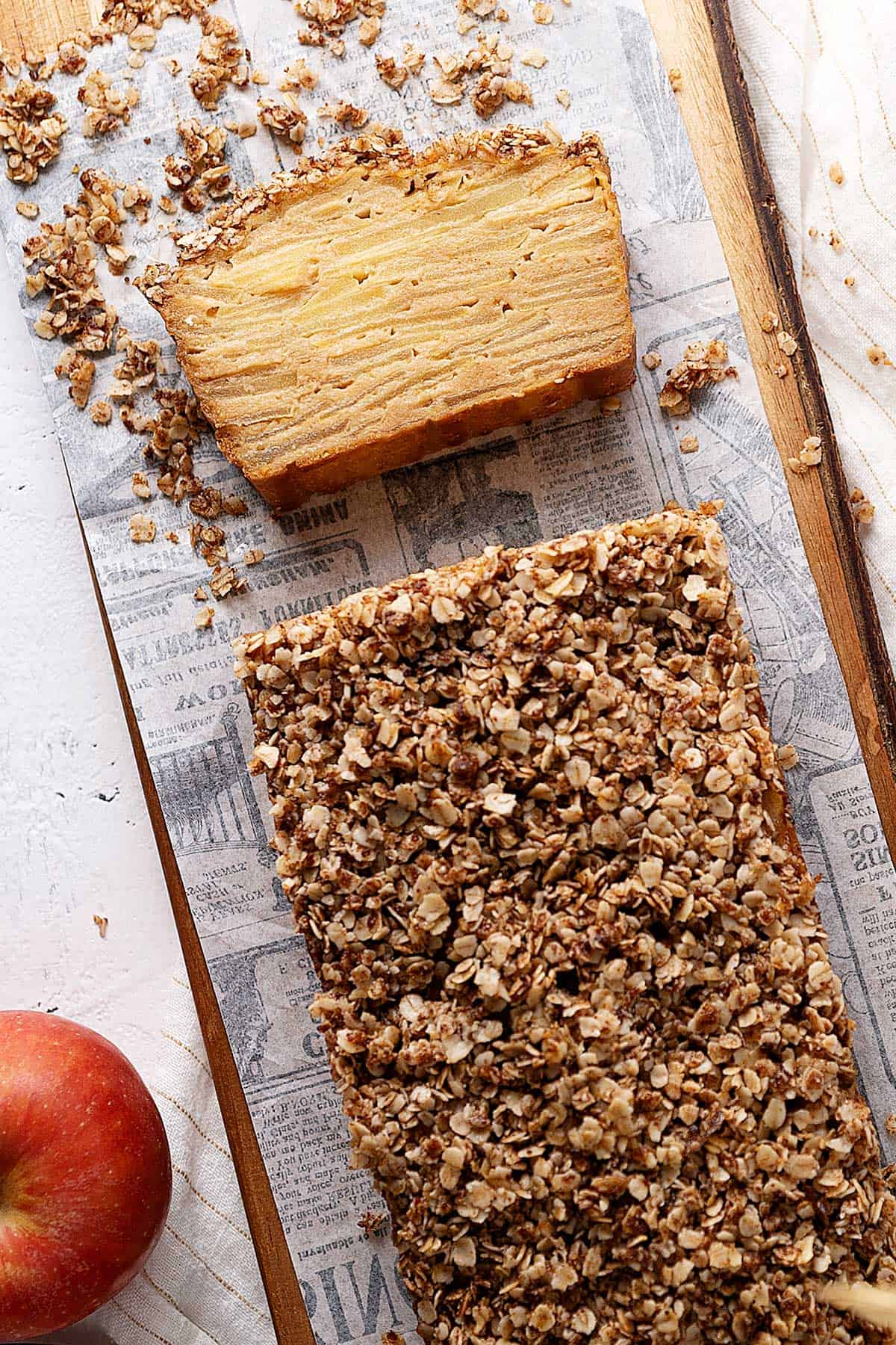 overhead view of invisible apple cake.