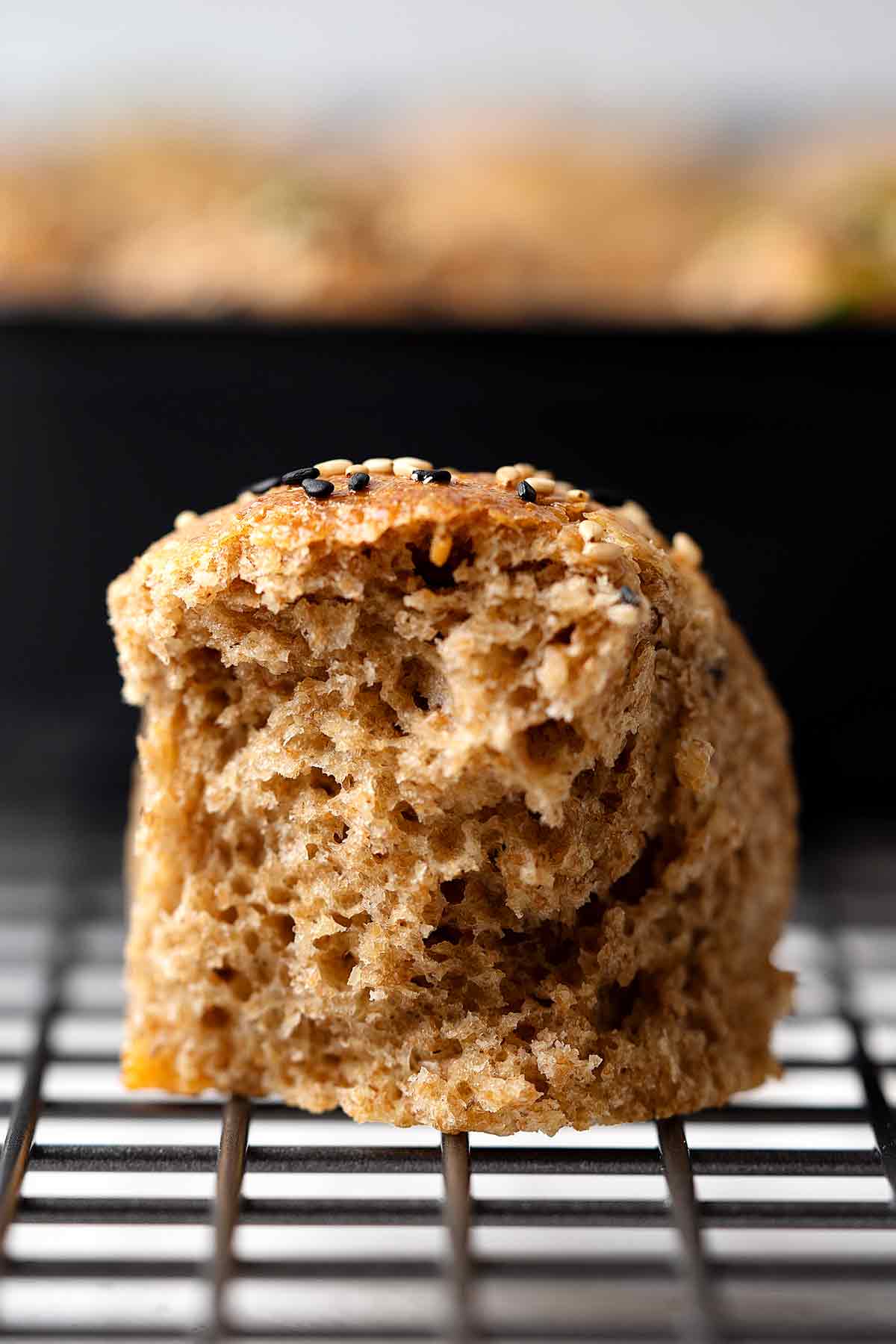 Skillet pull apart whole wheat buns crumbs texture