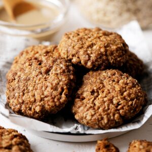 Some healthy tahini cookies on a plate