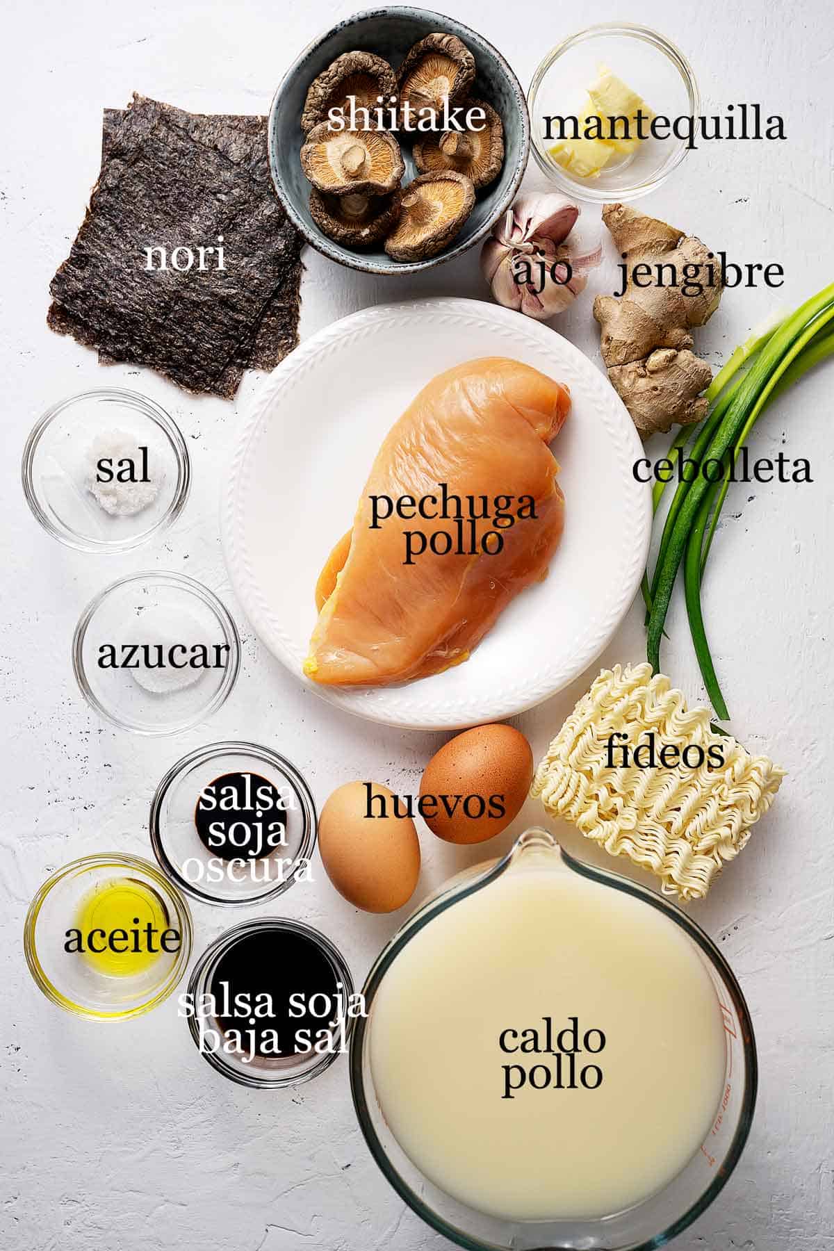 Ingredientes para hacer ramen de pollo rapido en 30 minutos