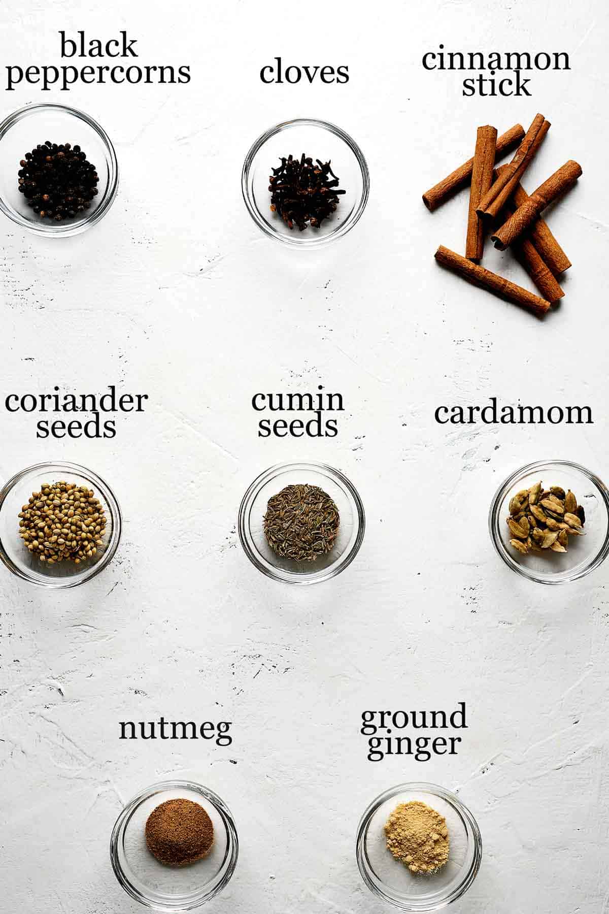 Ingredients to make homemade garam masala