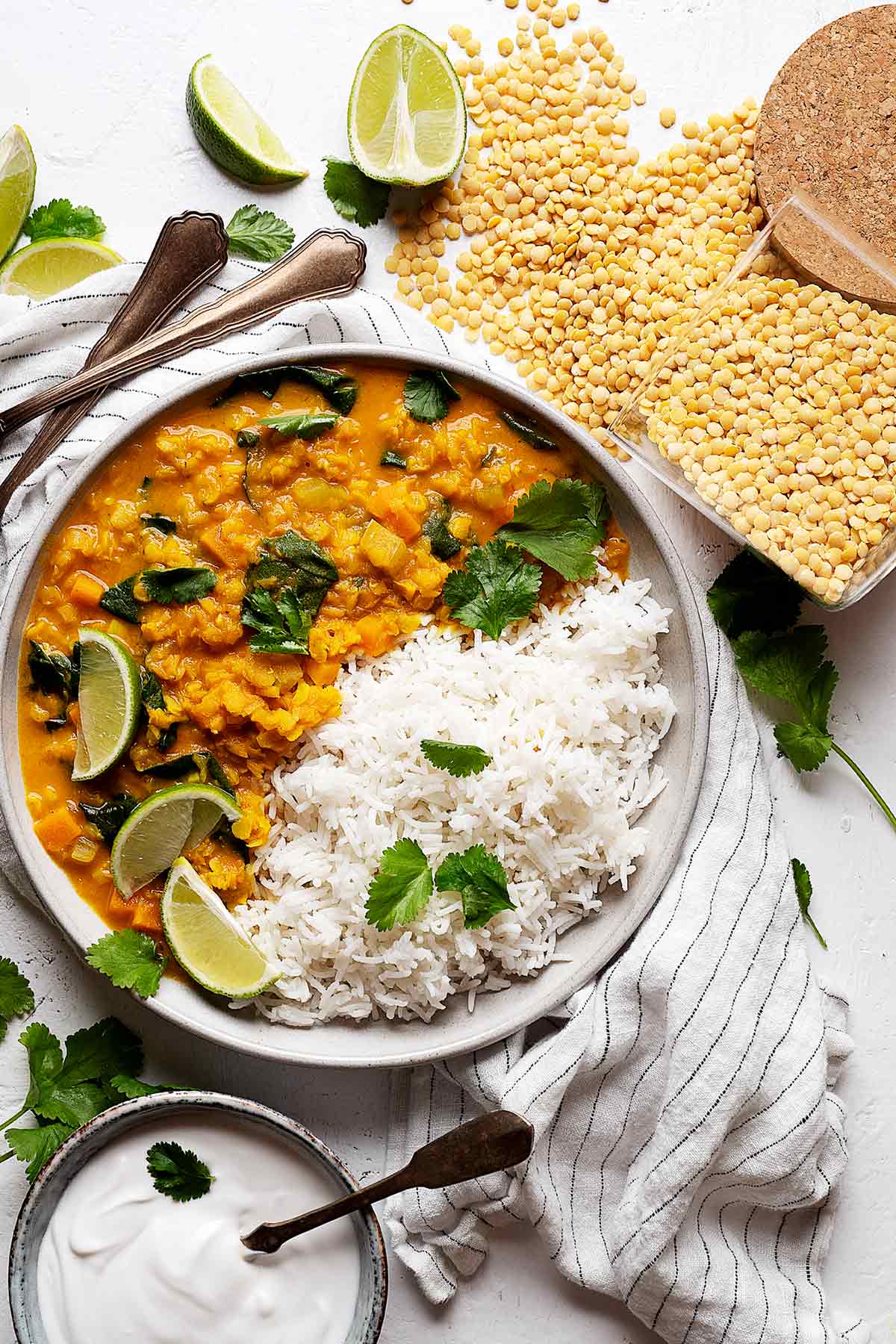 Quick lentil coconut curry view from top