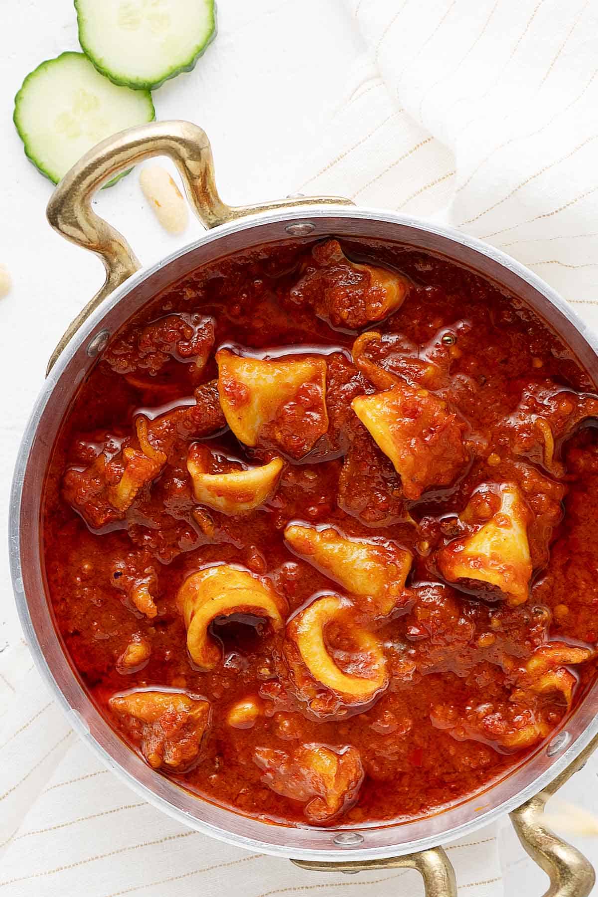 Squid sambal in a bowl