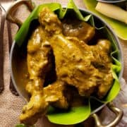 Slow cooker chicken rendang in a bowl