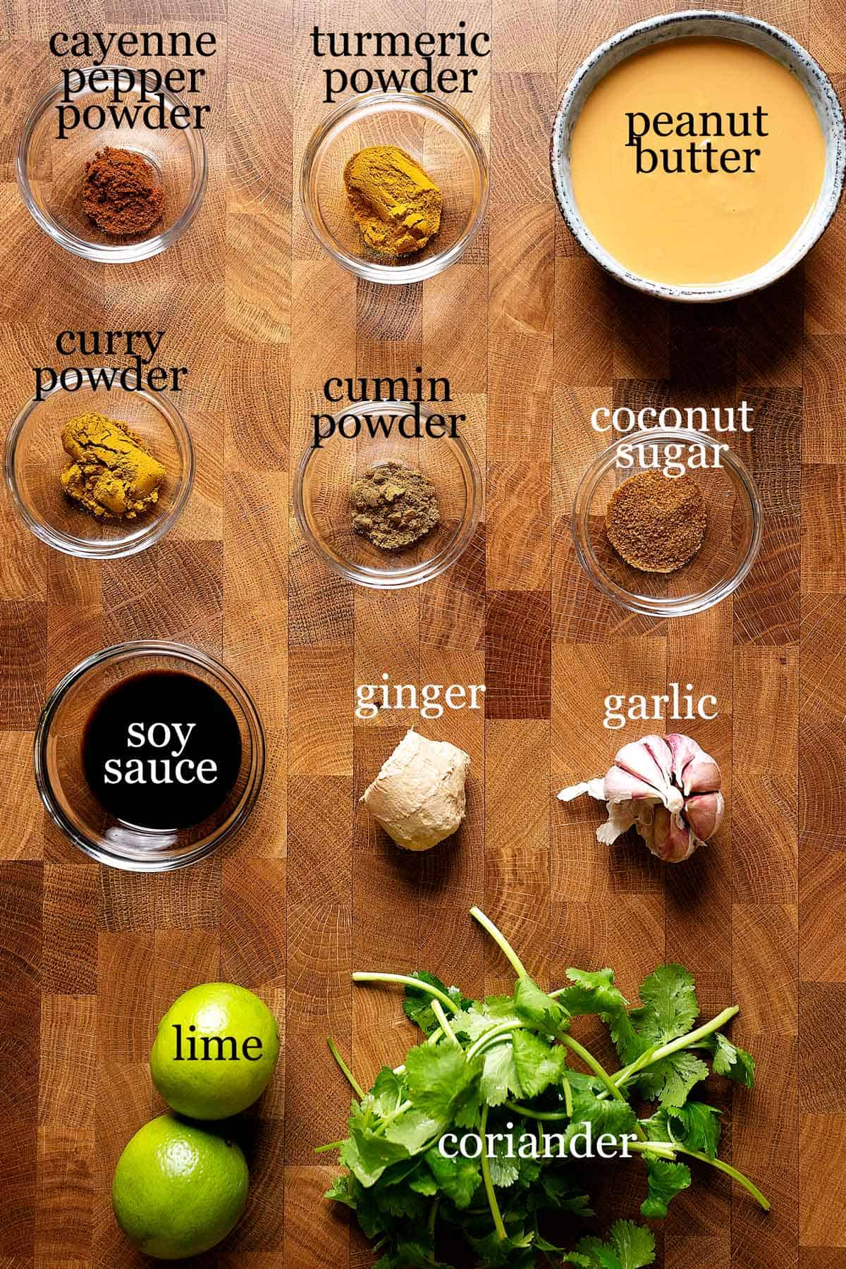 Ingredients for 5-minute peanut satay sauce