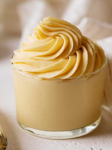 pastry cream piped in a glass.