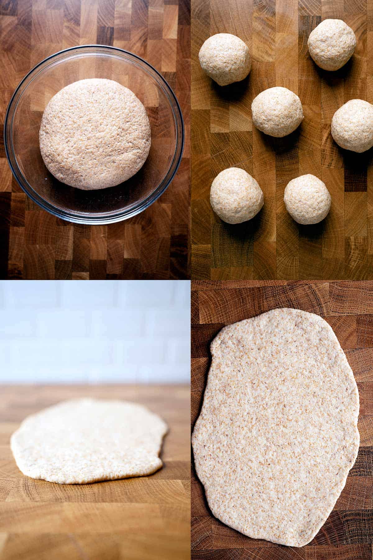 Steps of making whole wheat garlic naan