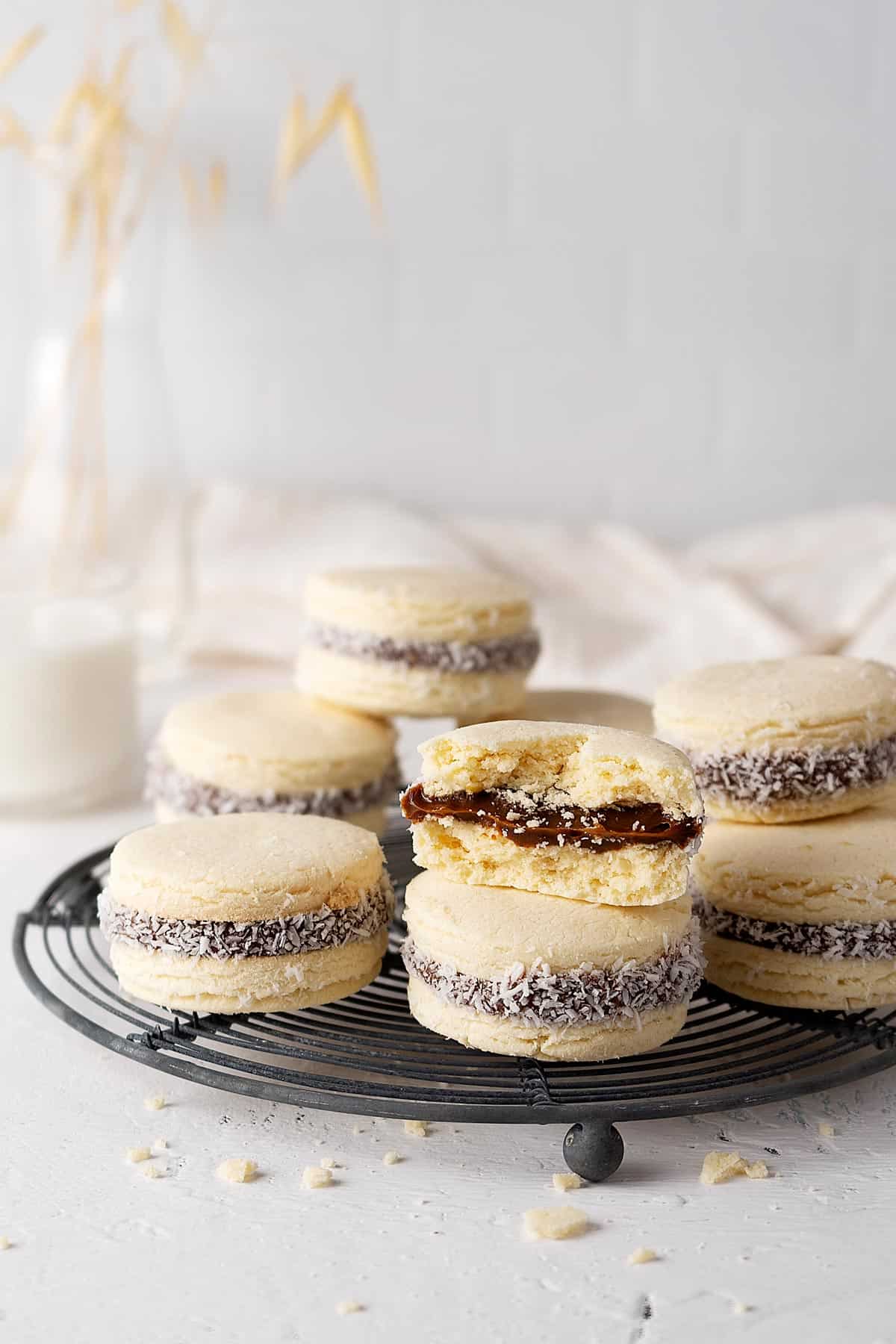 Argentine alfajores on a rack