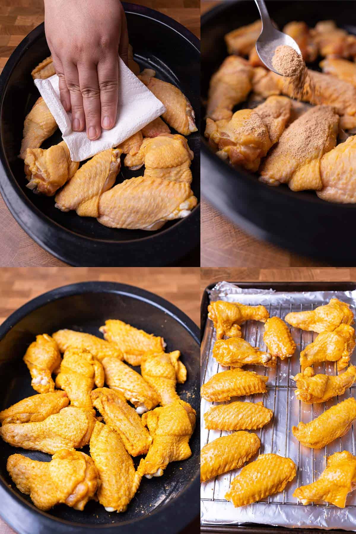 Steps in making crispy baked chicken wings
